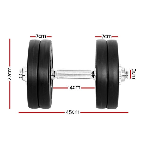 Everfit 25Kg Dumbbell Set Weight Plates Lifting Bench Dumbbells