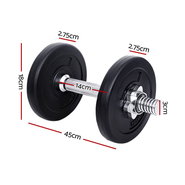Everfit 10Kg Dumbbell Set Weight Plates Lifting Bench Dumbbells