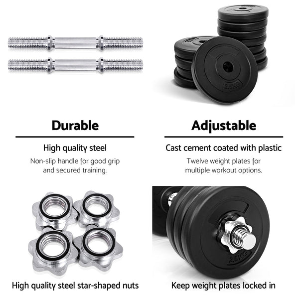 Everfit Dumbbell Set 35Kg Weight Plates Strength Training Sports Fitness Equipment Dumbbells