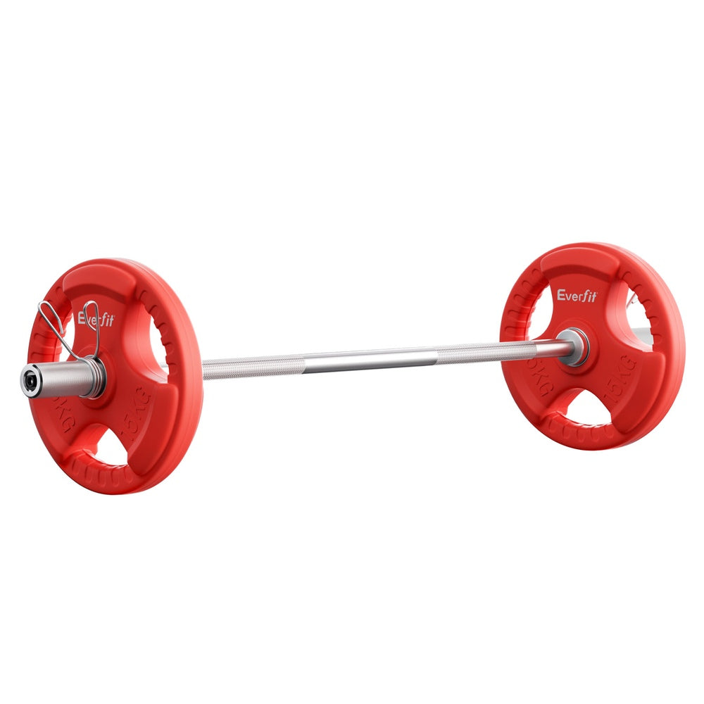 Everfit Barbells Set 36Kg 120Cm Dumbbell Plate Weight Lifting Home Gym Red Barbells & Attachments