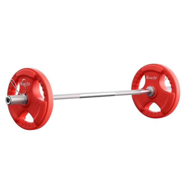 Everfit Barbells Set 36Kg 120Cm Dumbbell Plate Weight Lifting Home Gym Red Barbells & Attachments