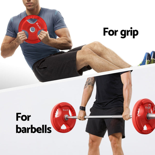 Everfit Barbells Set 36Kg 120Cm Dumbbell Plate Weight Lifting Home Gym Red Barbells & Attachments