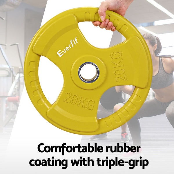 Everfit Barbells 46Kg 120Cm Dumbbell Plate Weight Lifting Home Gym Yellow Barbells & Attachments