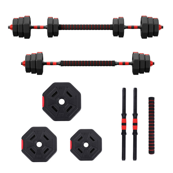 Everfit 20Kg Adjustable Dumbbell Barbell Set Weight Plates Home Workout Dumbbells