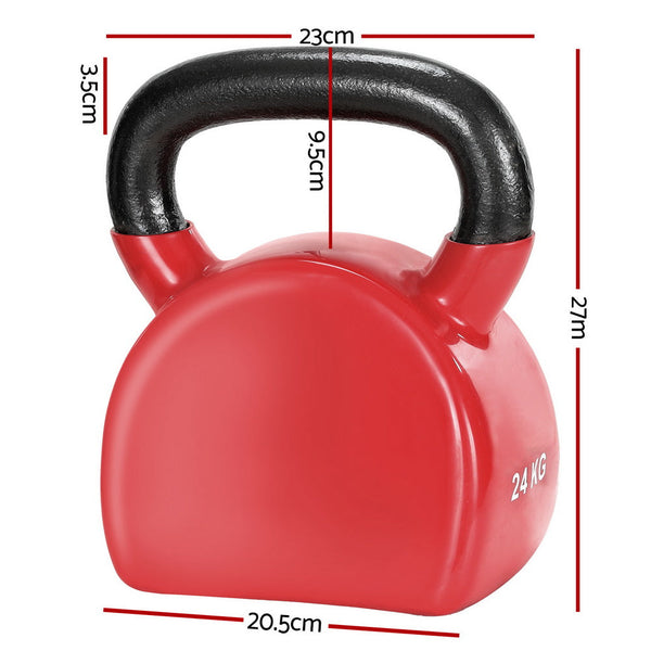 Everfit 24Kg Kettlebell Weightlifting Bench Dumbbells Bell Gym Home Kettlebells