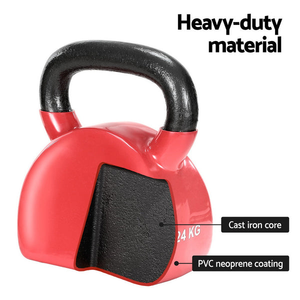 Everfit 24Kg Kettlebell Weightlifting Bench Dumbbells Bell Gym Home Kettlebells