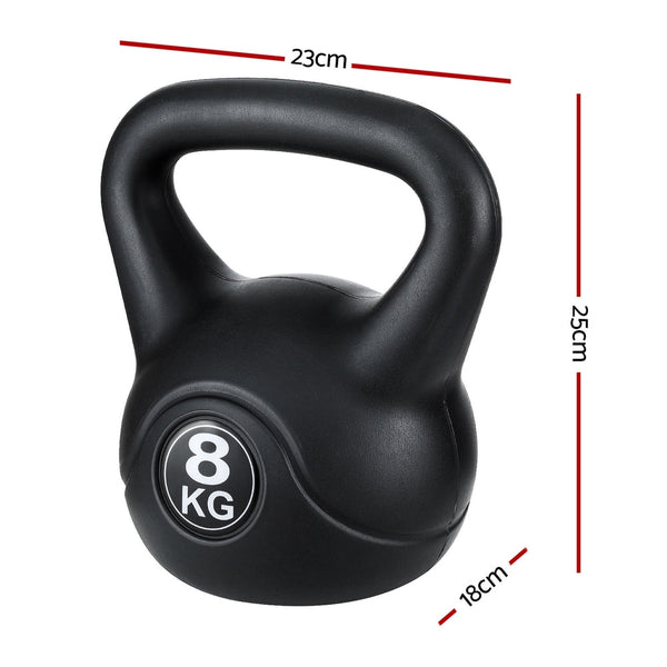Everfit 8Kg Kettlebell Set Weight Lifting Bench Dumbbells Bell Gym Home Kettlebells