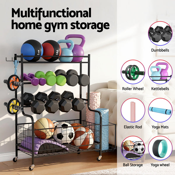 Everfit Dumbbell Rack Weight For Dumbbells Home Gym Storage Black Chairs