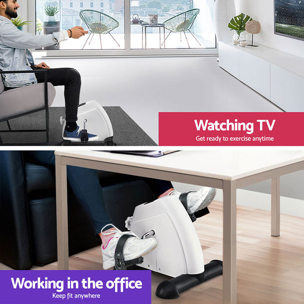 Everfit Pedal Exerciser Mini Bike Cross Trainer Under Desk White Exercise Bikes