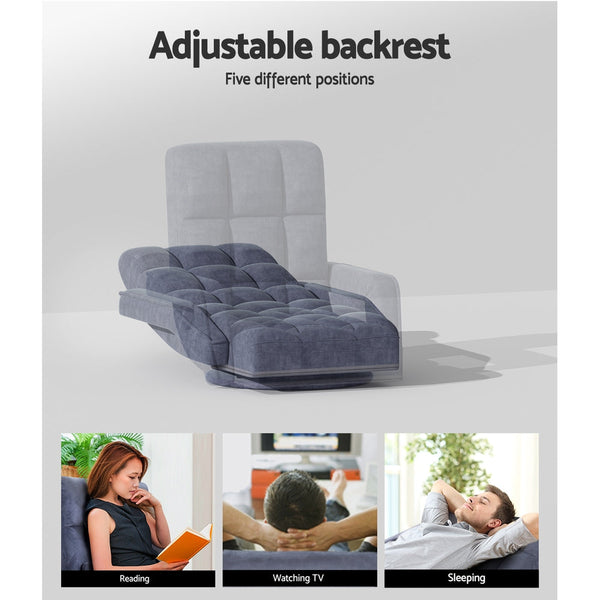 Linen Floor Chair Adjustable Five Position Swivel Lounge Sofa Charcoal Chairs