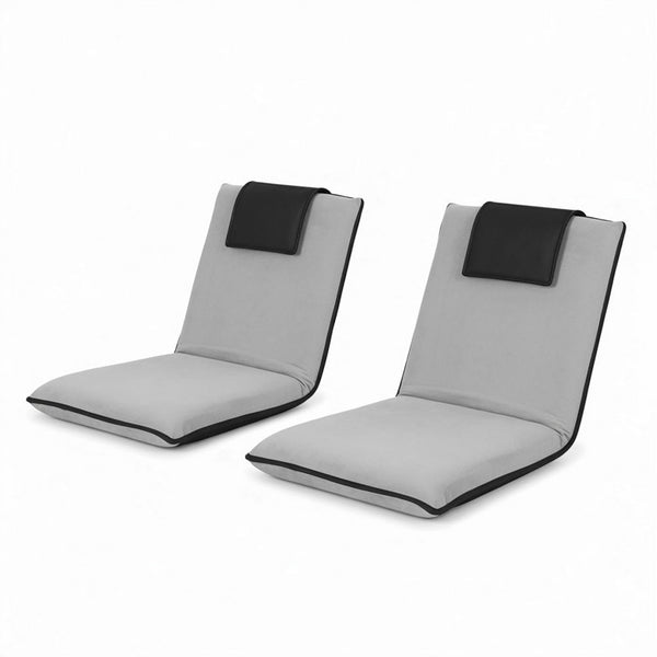 Artiss 2X Floor Lounge Sofa Bed Floor Cushion Velvet Grey Sofas Armchairs & Couches