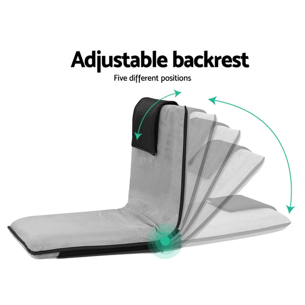 Artiss 2X Floor Lounge Sofa Bed Floor Cushion Velvet Grey Sofas Armchairs & Couches