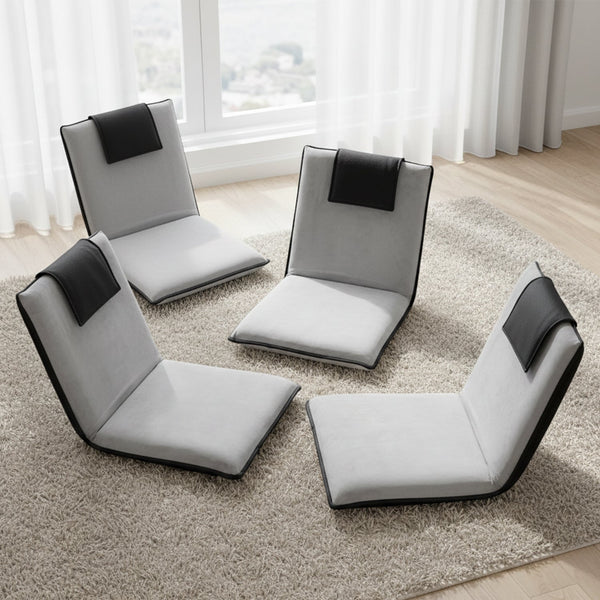 Artiss 4X Floor Lounge Sofa Bed Cushion Velvet Grey Sofas Armchairs & Couches