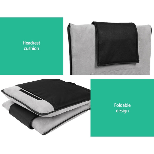 Artiss 4X Floor Lounge Sofa Bed Cushion Velvet Grey Sofas Armchairs & Couches