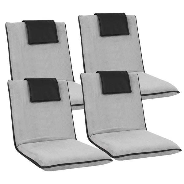 Artiss 4X Floor Lounge Sofa Bed Cushion Velvet Grey Sofas Armchairs & Couches