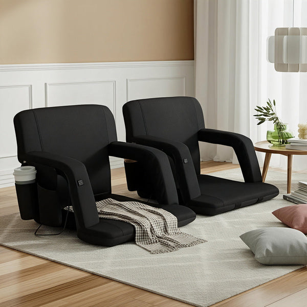 Artiss 2X Floor Lounge Sofa Bed With Armrest Heated Cushion Sofas Armchairs & Couches