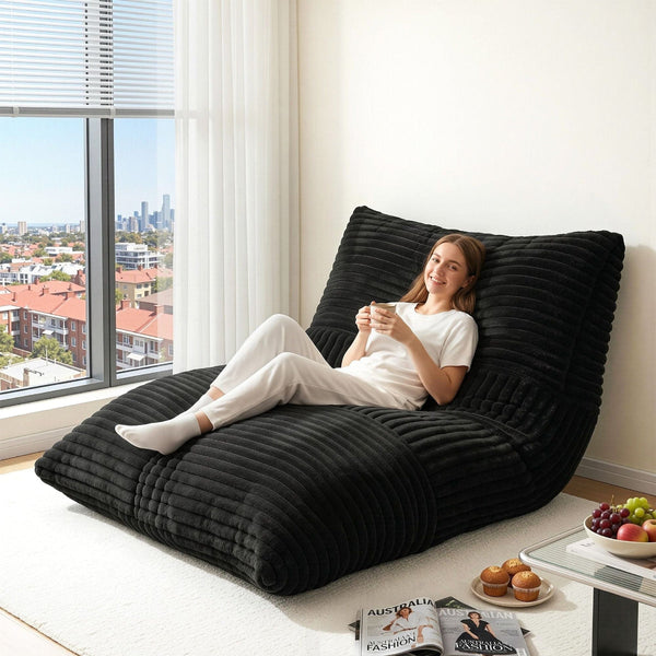 Artiss 3 In 1 Bean Bag Chair Convertible Floor Sofa Dark Grey Bean Bags & Inflatables