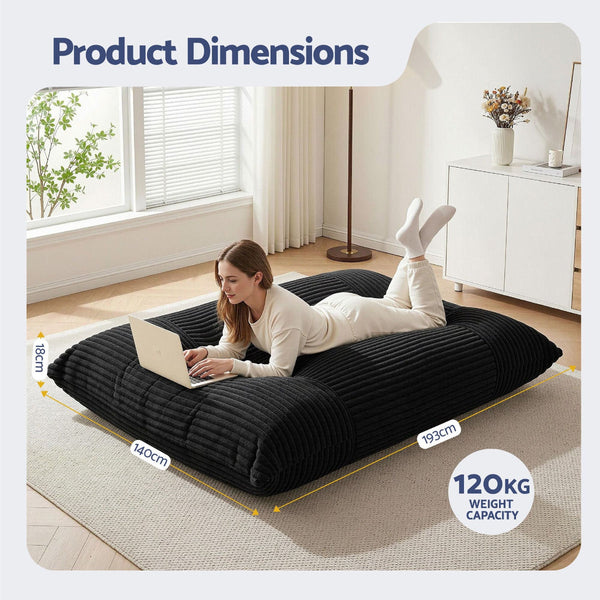Artiss 3 In 1 Bean Bag Chair Convertible Floor Sofa Dark Grey Bean Bags & Inflatables