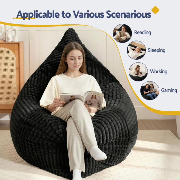 Artiss 3 In 1 Bean Bag Chair Convertible Floor Sofa Dark Grey Bean Bags & Inflatables