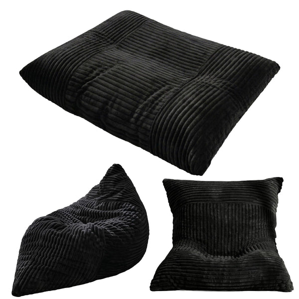 Artiss 3 In 1 Bean Bag Chair Convertible Floor Sofa Dark Grey Bean Bags & Inflatables