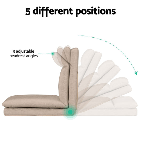 Artiss Floor Lounge Sofa Bed 1 Seater Linen Beige Sofa Beds