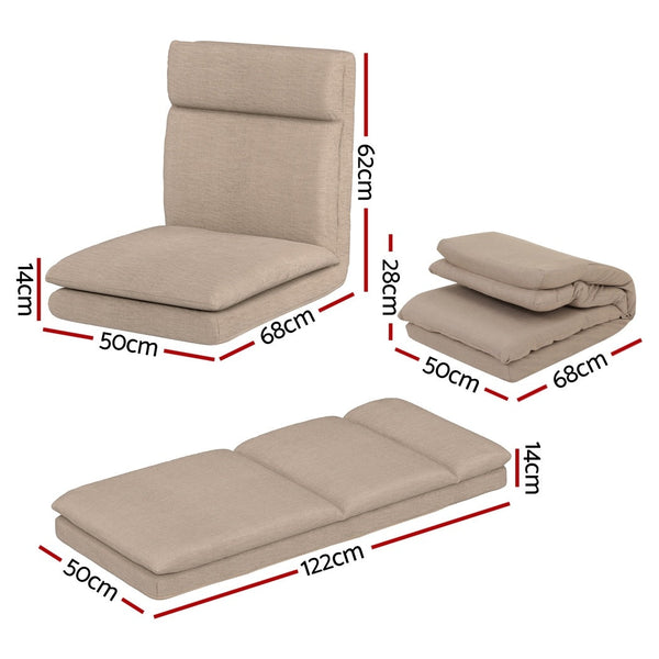 Artiss 4Xfloor Chair Sofa Linen Beige Chairs