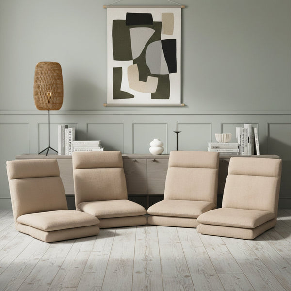 Artiss 4Xfloor Chair Sofa Linen Beige Chairs