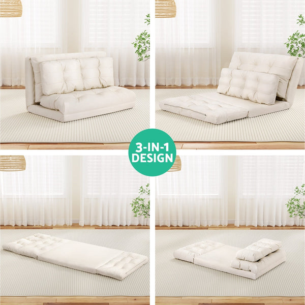 Pu Leather Floor Lounge Sofa Bed 2 Seater With Reclining Positions Home Furniture Sofas Armchairs & Couches