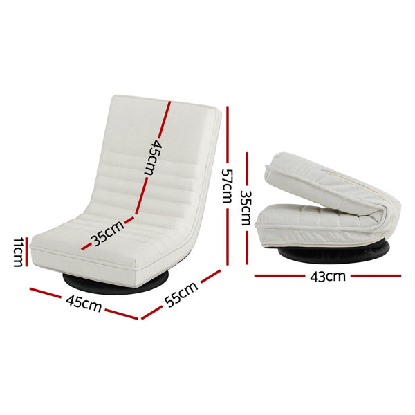 Faux Linen Floor Lounge Sofa Swivel Foldable Home Furniture White Sofas Armchairs & Couches