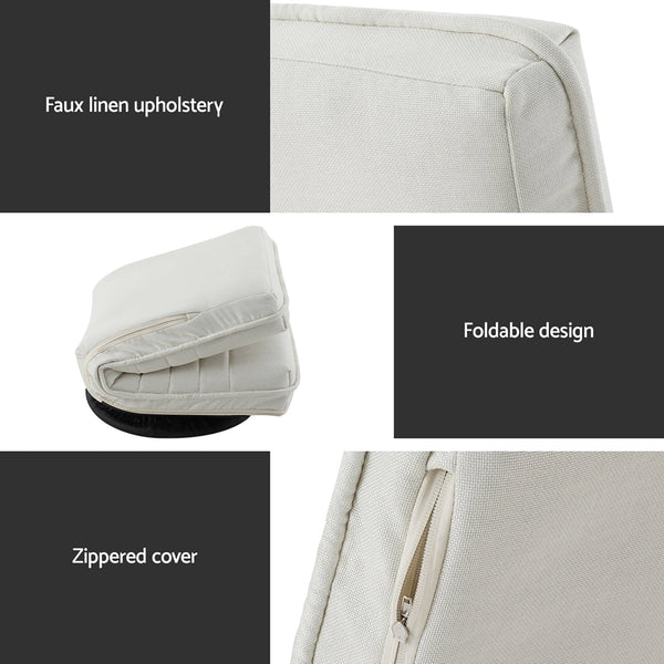 Artiss 2Xfloor Chair Lounge Sofa Swivel Foldable Linen White Chairs