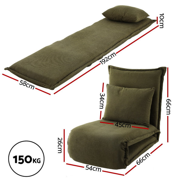 Artiss Floor Lounge Sofa Bed Foldable Green Sofas Armchairs & Couches