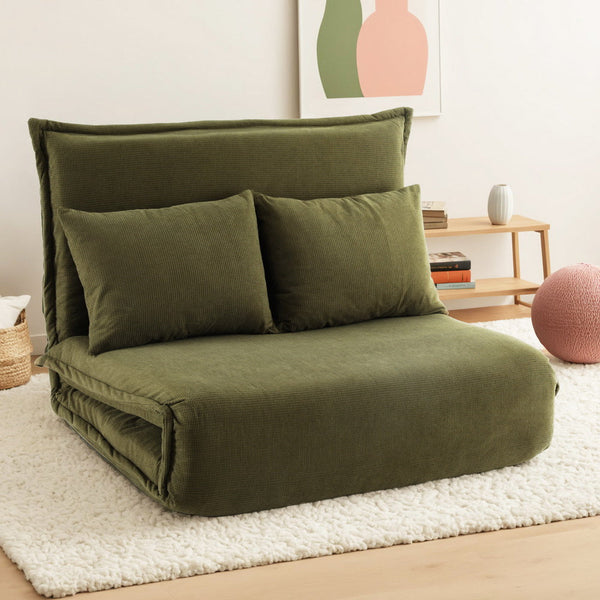 Artiss Floor Lounge Sofa Bed Foldable 2 Seater Green Sofa Beds
