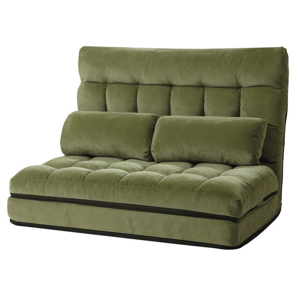 Steel Frame Faux Linen Fabric Lounge Sofa Bed Adjustable Floor Furniture Green Sofas Armchairs & Couches