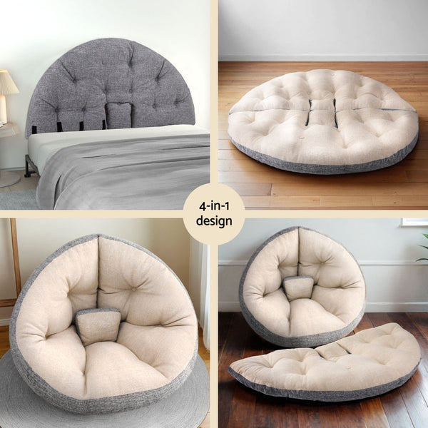 Artiss Foldable Floor Sofa Bed Chair Washable Beige Furniture For Home And Garden Sofa Beds