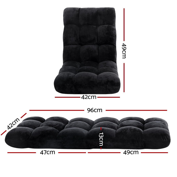 Artiss 4X Lounge Sofa Bed Flannel Fabric Black Sofas Armchairs & Couches