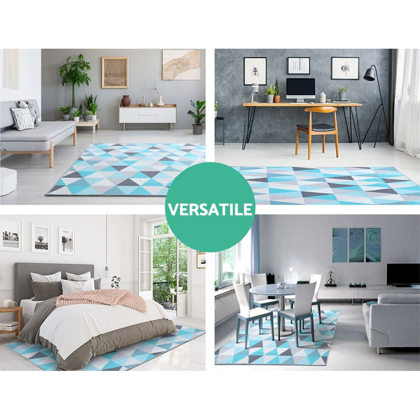 Flannel Fabric Floor Rug Water Repellent Non Slip Short Pile Rectangle Carpet Rugs