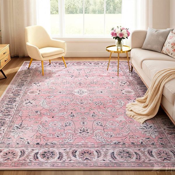 Polyester Floor Rug Large Washable Vintage Floral Area Carpet 240 By 340 Centimetre Rugs