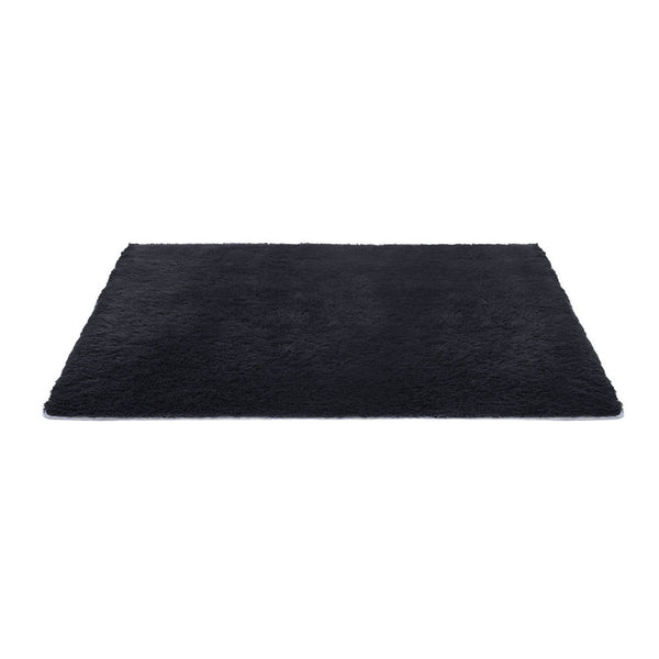 Artiss Floor Rug 140X200cm Plush Area Shaggy Living Room Bedroom Carpet Black Rugs