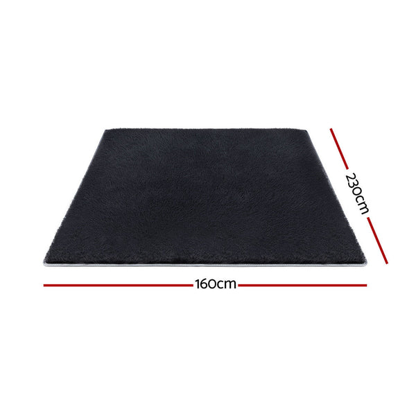 Artiss Floor Rug 160X230cm Plush Area Shaggy Living Room Bedroom Carpet Black Rugs
