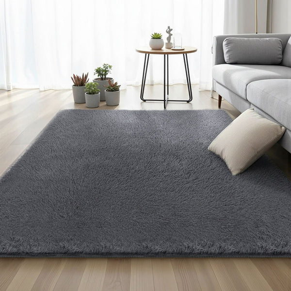 Artiss Floor Rug 160X230cm Plush Area Shaggy Living Room Bedroom Carpet Grey Rugs