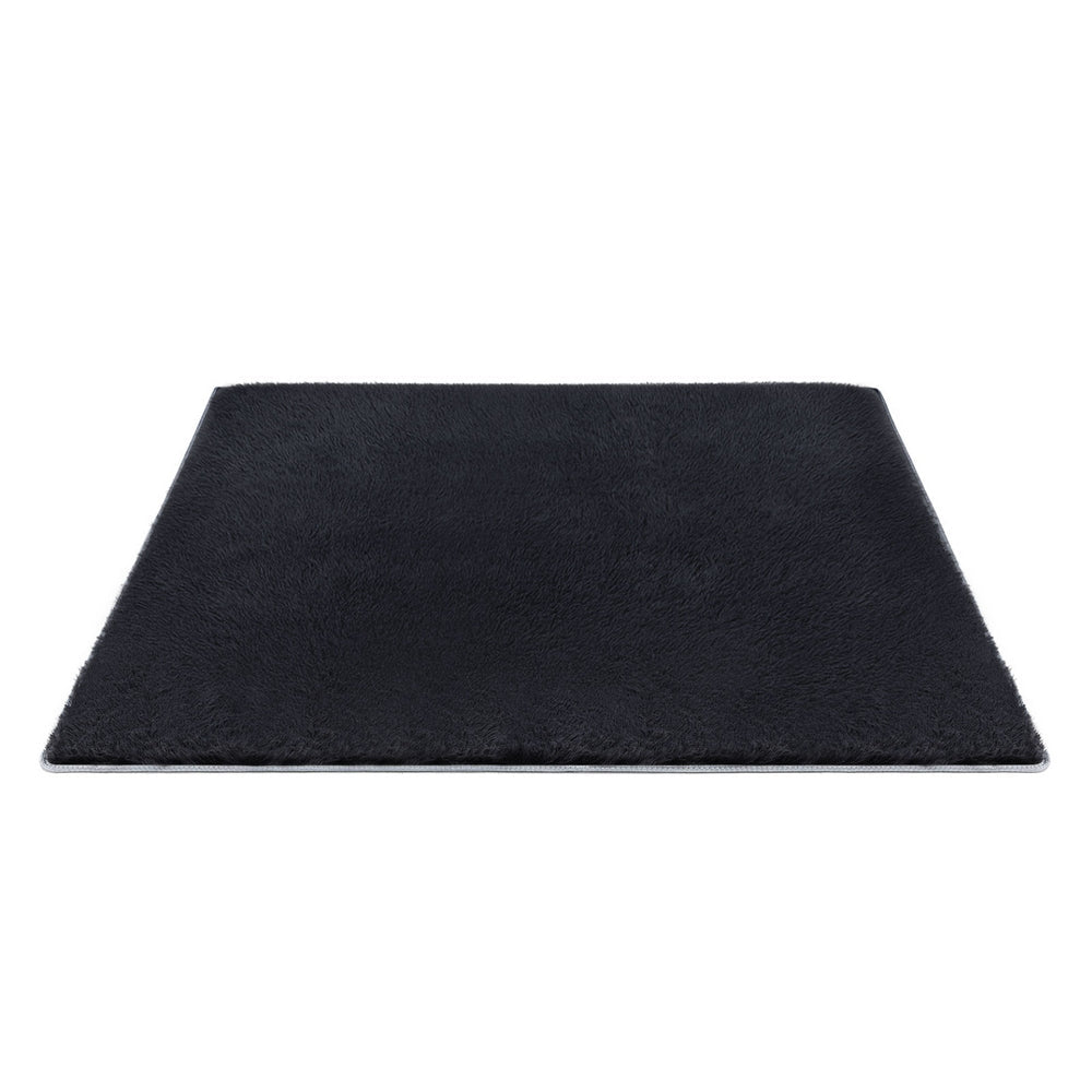 Artiss Floor Rug 200X230cm Plush Area Shaggy Rug Living Room Bedroom Carpet Black Rugs