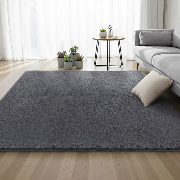 Artiss Floor Rug 200X230cm Plush Area Shaggy Living Room Bedroom Carpet Grey Rugs