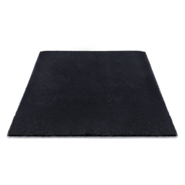Artiss Floor Rug 200X290cm Plush Area Shaggy Living Room Bedroom Carpet Black Rugs