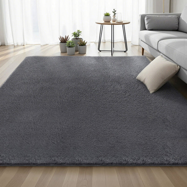 Artiss Floor Rug 200X290cm Plush Area Shaggy Living Room Bedroom Carpet Grey Rugs
