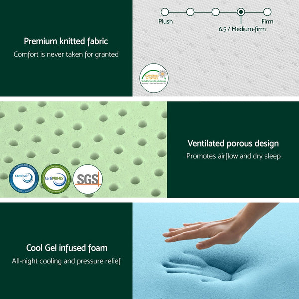 Giselle 20Cm Memory Foam Mattress Green Tea Double Mattresses