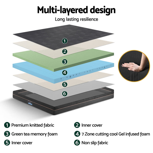 Giselle 18Cm Memory Foam Mattress Green Tea Foam Cool Gel Foam Double Mattresses