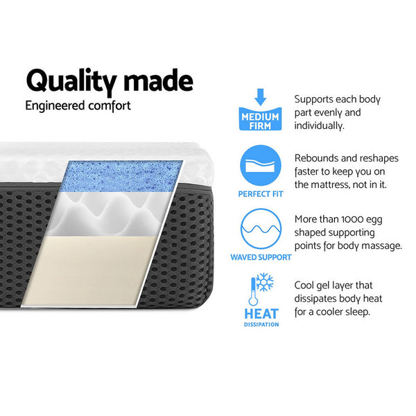 Giselle Bedding Memory Foam Mattress Bed Cool Gel Non Spring 21Cm Double Mattresses