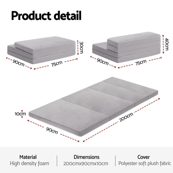 Giselle Foldable Mattress Folding Sofa Bed 4 Fold Sleeping Camping Cushion Mat Mattresses