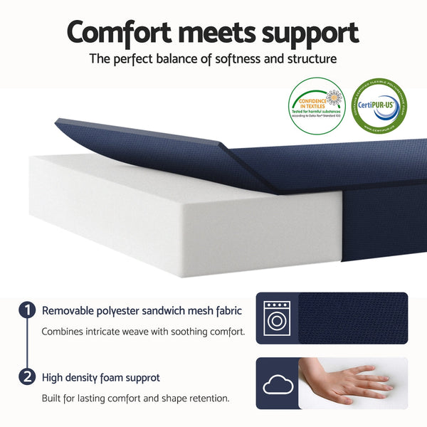 Giselle Foldable Mattress Folding Foam Portable Floor Blue Double Mattresses