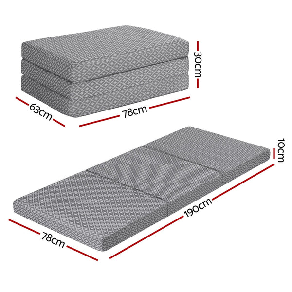 Giselle Foldable Mattress Folding Sofa Bed Trifold Memory Foam Camping Cushion Mat Mattresses
